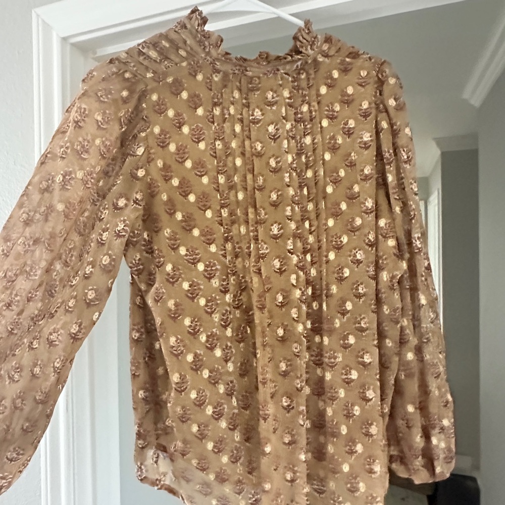 Marea Brown Floral Women's Blouse - Picture 2 of 3